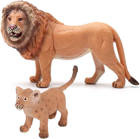 Gemini&Genius 2Pcs Lion Toys for Kids, Safari Lion Animal Toy Figures, Wildlife Family Lions Action Figures, Great for Educational Toys, Party Fav...