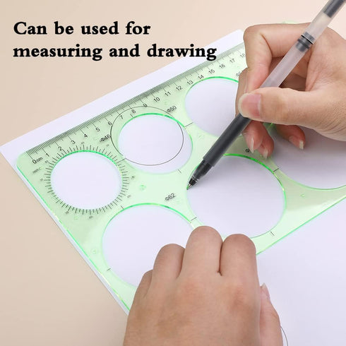 LOKUNN 2 Pcs Circle Template for Drawing, Ruler Quilling Tool, Round Hole Ruler Tool, Multi-Function Round Plastic Geometric Stencil Rulers Drawin...