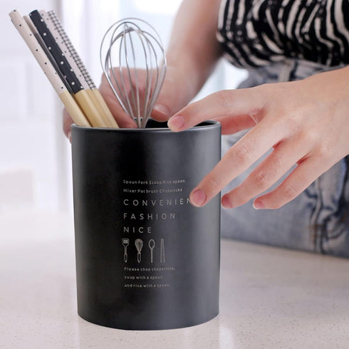 Kitchen Utensil Holder, 3.9x5.1in Utensil Holder for Kitchen Counter Stainless Steel Utensil Holder Spoon Holder Black Utensil Holder Cooking Uten...