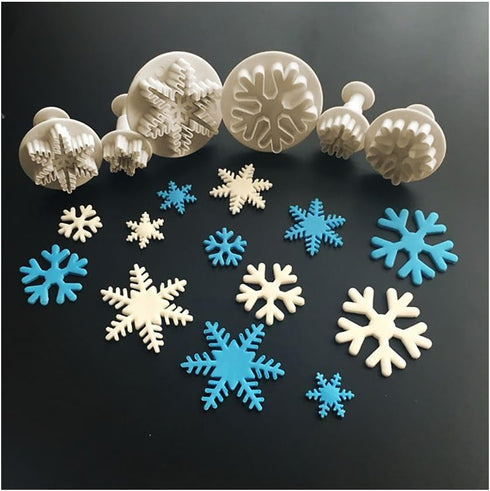 ilauke 6PCS Snowflake Cookie Cutters Decorating Fondant Embossing Tool Christmas Cookie Cutters Snowflake Plunger Cake Cutter...
