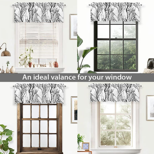 DriftAway Tree Branch Abstract Ink Printing Lined Thermal Insulated Window Curtain Valance Rod Pocket 52 Inch by 14 Inch Plus 2 Inch Header Black ...