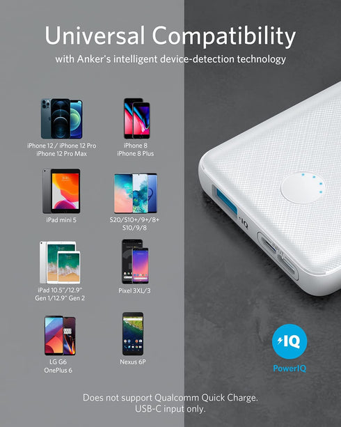 Anker Portable Charger, Power Bank, 10,000 mAh Battery Pack with PowerIQ Charging Technology and USB-C (Input Only) for iPhone 15/15 Plus/15 Pro/1...