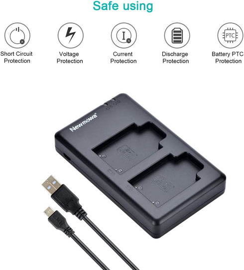 Newmowa NP-45 NP-45S Replacment Battery (2 Pack) and Dual USB Charger Kit for Fujifilm INSTAX Mini 90 and FinePix XP50 XP60 XP70 XP80 XP90 XP120 X...