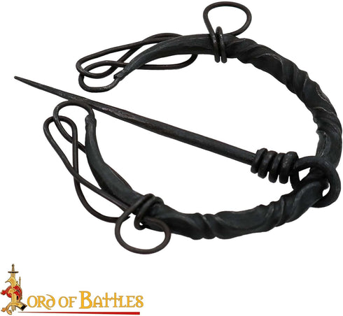 Iron Cloak Fibula with Knotted Ends Twisted Design Hand Forged Iron Functional Brooch/Clasp for Medieval Clothes LARP Cosplay Medieval Fantasy Eve...