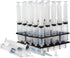 25 Pack (1oz) Jello Shot Syringes Combo with Tray/Racking Stand - 100% Safe & Reusable Plastic Syringes for Jello Shots - Small Syringe Shots Holi...