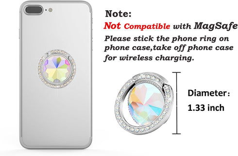 Glitter Bling Bling Phone Ring Holder,Sparkle Phone Ring Grip Artificial Diamond Stand,Rhinestone Cell Finger Ring for Phones,Pad(Silver)......