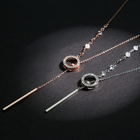 Sither Lariat Y Necklace for Women Long Crystal Sweater Chain Necklace Dainty Dressy Necklace Jewelry for Winter Evening Party Christmas Gift (sil...