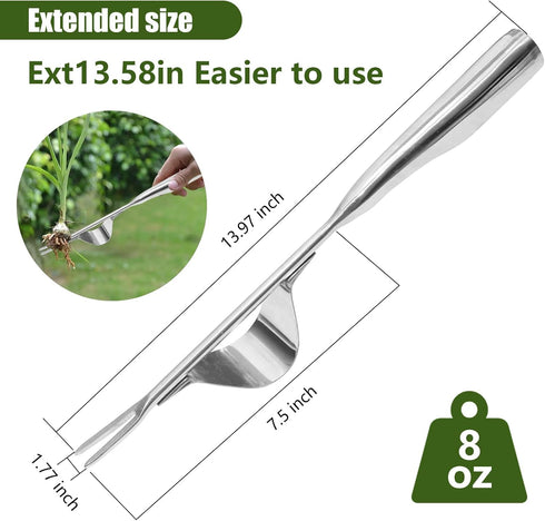 Garden Weeding Tool-Hand Weeder Tool- Leverage Base Design and V-Fork?One-Piece Stainless Steel Design for Greater Strength, Easy Weed Removal and...