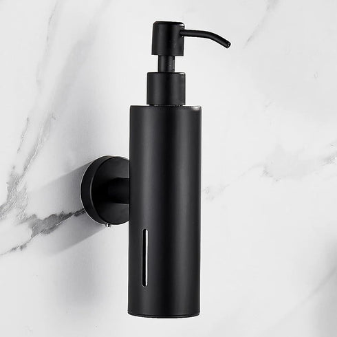 BATHSIR Matte Black Soap Dispenser, Refillable Shower Soap Dispenser Wall Mounted, Stainless Steel Clear Hand Soap Dispenser with Pump for Bathroo...