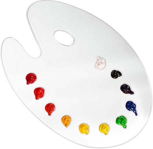 U.S. Art Supply 11.8" x 15.8" Clear Oval-Shaped Acrylic Painting Palette - Thick Transparent Plastic Artist Paint Color Mixing Tray - Non-Stick, E...