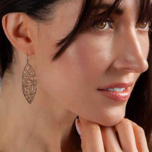 Humble Chic Boho Leaf Dangle Earrings for Women - Gold or Silver Tone Dangly Filigree Earrings - Lightweight Statement Earrings...