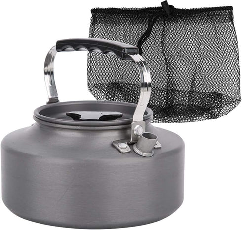 Camping Tea Kettle Teapot Outdoor Camping Kettle 1.1L,Portable Coffee Pot Teapot Picnic Set Wood Stove Steamer for Hiking (grey)...