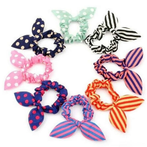 AKOAK 20 Pcs Per Pack Lovely Baby Girl's Rabbit Ear Hair Tie Bands Polka Dot Leopard Trip Ponytail Holder...