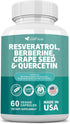 NEW Resveratrol 6000mg Berberine 3000mg Grape Seed 3000mg Quercetin 4000mg,Polyphenol Supplement for Women and Men with Red Wine Pomegranate Noni ...