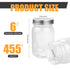 6 Pack 16 Ounce Clear Plastic Mason Jars Containers With Screw Sealing Metal Tinplate Lids,Refillable Empty PET Plastic Slime Candy Storage Jars C...