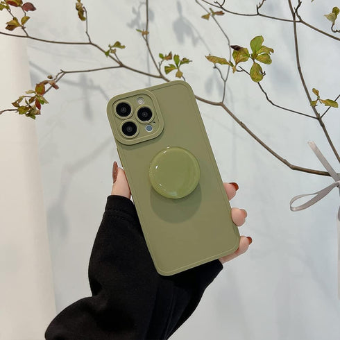 Case for iPhone 13 Pro Case Silicone Women with Ring Stand Holder Kickstand, Girl Cute Gel Rubber Protective Phone Case Cover 6.1 inch (Green)...