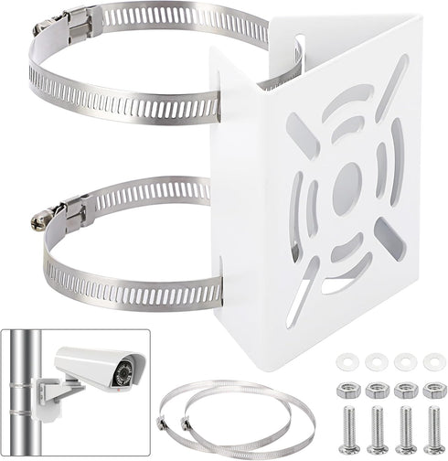 Sumnacon Camera Pole Mount Bracket-Stainless Steel Pole Mount Adapter Bracket with Loops,Sturdy Camera Mount Bracket for Pole Post,Universal Pole ...
