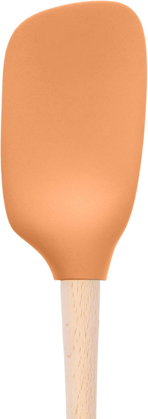 Tovolo Flex-Core Apricot Wood-Handled Spoonula, Silicone Spoon Spatula Head With Ergonomic Grip & Wooden Handle, Silicone Spatula Spoon for Cookin...