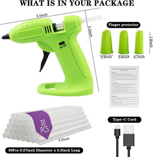 Cordless Hot Glue Gun, Glue Gun Cordless & Rechargeable, Cordless Gun Glue, USB Glue Gun with 30 Glue Gun Sticks & Battery Operated & Charger Glue...
