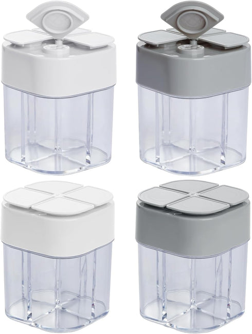 4 Pack 4 in 1 Salt and Pepper Shaker Travel Spice Container Camping Seasoning Shaker RV Condiment Jars with Lid Camping Spice Kit for Home Restaur...