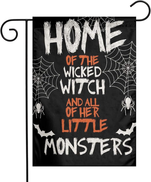 Halloween Spider Web Home Of The Witch And All Of Her Little Monsters Burlap Garden Porch Lawn Flag Farmhouse Decorations Mailbox Decor Welcome 12...