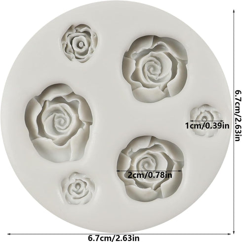 Rose Fondant Mold Rose Flower Silicone Molds for Sugar Craft Cake Decorating Cupcake Topper Candy Chocolate Polymer Clay Gum Paste...