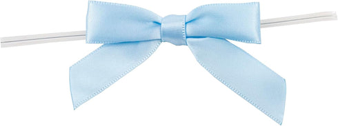 Reliant Ribbon 5171-05203-2X1 Satin Twist Tie Bows - Small Bows, 5/8 Inch X 100 Pieces, Light Blue...