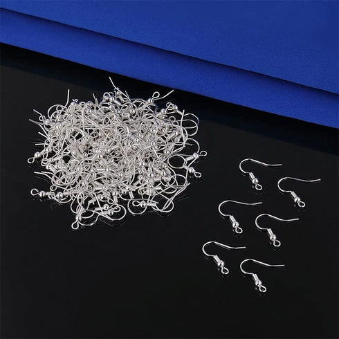 Hypoallergenic Earring Hooks,300 PCS Earring Making Kit, Silver Earring Hooks for Jewelry Making(100 Earring Fish Hooks,100 Earring Backs Rubber,1...