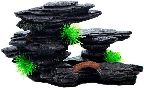 Mountain View Decor Rockery Landscape Rock Hiding Cave Tree Aquarium Ornament Fish Tank Decoration (1)...