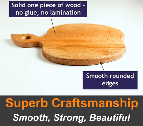 Apple-shaped Solid Wood Cutting Board With Handle For Fruit, Veggies, Cheese – Small Wooden Bread Board, Cheese Serving Platter, Round Charcuterie...