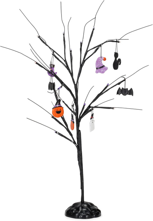Mark Feldstein & Associates Tree with LED Lights Spooky Black 24 inch Iron Metal Halloween Figurine...