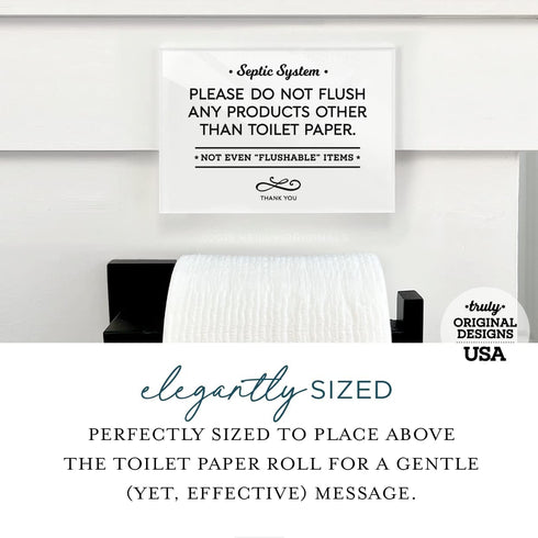 Reilly Originals 3.5x5 Inch Septic System Bathroom Sign, Do Not Flush Rules ~ Ready to Stick ~ Premium Finish, Durable (1)...