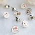 10 Pieces Resin Buttons Silvery Round Shape Enamel White Crystal Button Embed Red Cherry Pattern for Jewelry Making Wedding Bouquet Decorations (1...