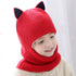 Cat Ear Baby Girls Boys Winter Hat Toddler Knitted Hood Scarf Beanies with Fleece Lining...