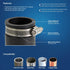 6I55 Flexible Pvc Reducing Coupling with Stainless Steel Clamps, 3.5" x 2.4" Inner Diameter for 3" x 2" Nominal Pipe, Black...