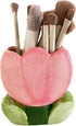 Pen Holder for Office Desk Accessories Aesthetic Pink Makeup Brush Holder Pencil Holder Cute Tulips Home Decor Birthday Gifts for Women Vanity Too...