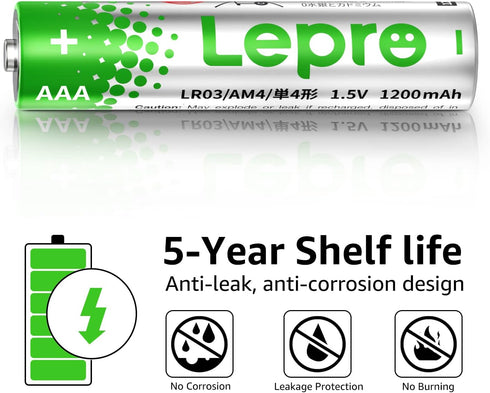 Lepro AAA Batteries 24 Pack, Triple A Batteries with Ultra Long-Lasting Power – High Performance,1.5V Leak-Proof, Corrosion-Resistant Alkaline AAA...