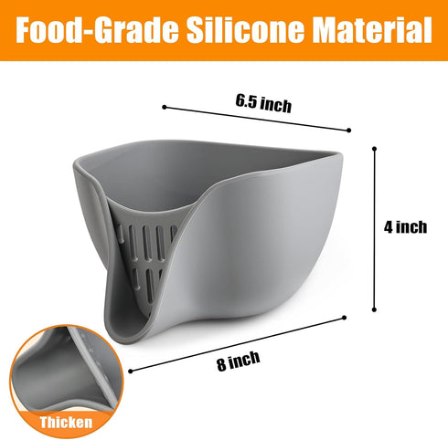 Strainers and Colanders, Silicone Colander for Kitchen with Spout for Ease Rinsing and Draining Fruit, Vegetable Salads, Pasta, Food Strainers Bow...