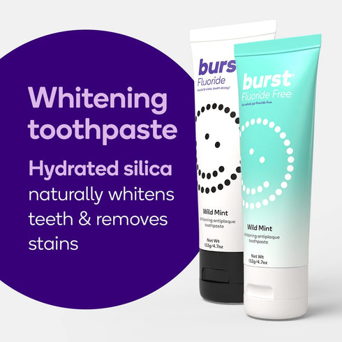 BURST Fluoride Free Toothpaste - Whitening Toothpaste for Stain Removal - Sensitive Toothpaste with Xylitol – Vegan, Gluten Free, SLS Free Toothpa...