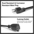 QTEATAK Male and Female Connector Extension Cord 125V 15A 2-Pole 3-Wire 50cm Female Connector and 100cm Male Straight Blade Plug with AWG14 Cables...
