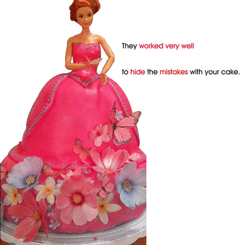 Set of 27 Edible Flowers & Butterflies Cupcake Toppers Wedding Cake Party Food Decoration Mixed Size & Colour...