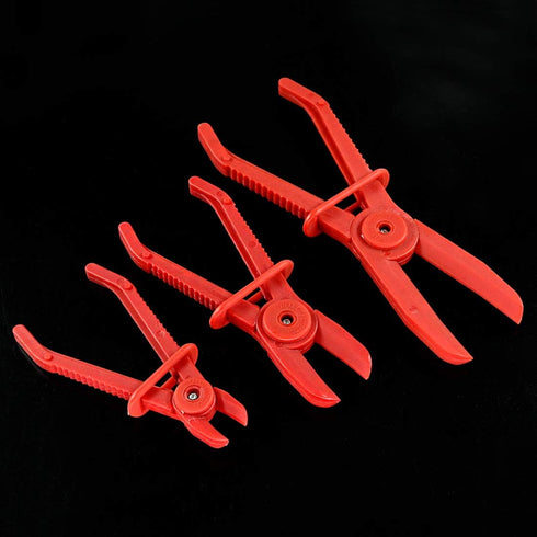 Swpeet 3Pcs Red Line Clamps Flexible Hose Clamps Pliers Kit, Hose Pinch Off Pliers Set Line Clamps for Brake Hoses, Fuel Hoses, Coolant Hoses, Mos...