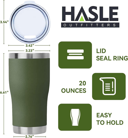 HASLE OUTFITTERS 20 oz Tumbler Bulk, Stainless Steel Tumblers with Lid, Vacuum Insulated Tumbler, Double Wall Powder Coated Cup, coffee mugs, Army...
