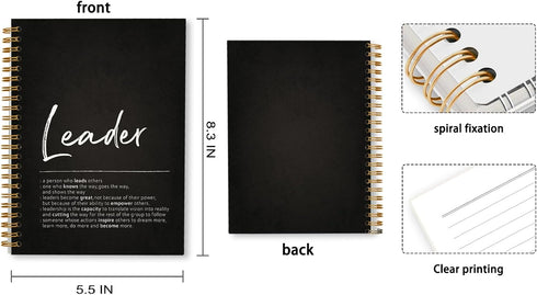Leader Definition Lined Hardcover College Ruled Spiral Notebook Journal for Work Notes Journaling 5.5×8.3 Inch,Leader Mentor Supervisor Appreciati...