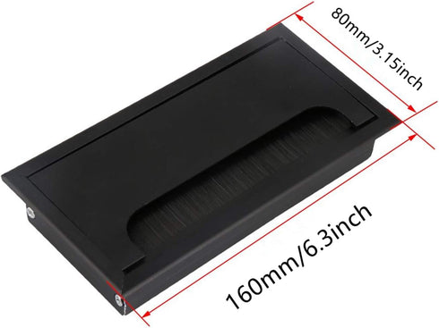 Aluminum Alloy Rectangle Wire Cable Grommet Hole Cover Cable Organizer for Office Desk Computer Desk Table (160 x 80mm; Black)...