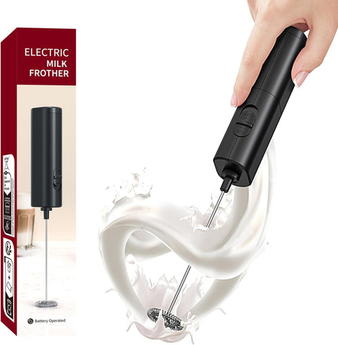 Electric Handheld Milk Frother, Wireless Coffee Milk Mixer, Portable Drink Mixer, for Milk Foam and Latte Art, Powered by Battery, 35mmX214mm, Bla...