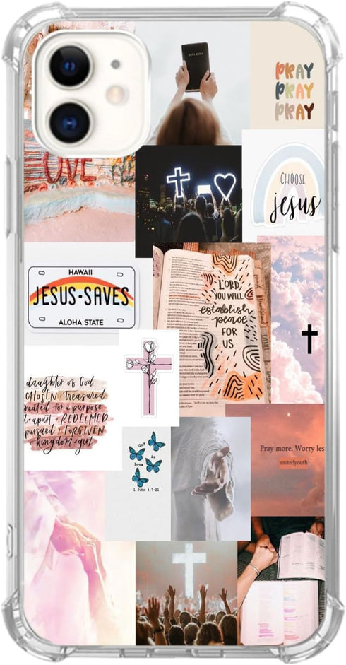 Christian Aesthetic Collage Case Compatible with iPhone 12 and iPhone 12 Pro, Jesus Faith Cross Case for iPhone 12 and iPhone 12 Pro, Trendy Cool ...