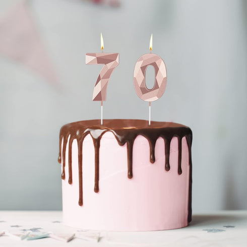 Nuanchu 70th Birthday Candles, Happy Birthday Cake Topper 3D Diamond Shape Numeral Sparkler Number Candles for Men Women Party Wedding Decoration ...
