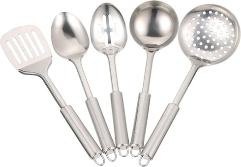 MAGICLULU 1 Set Set Stainless Steel Kitchenware Food Cooking Spatula Soup Spoon Slotted Tunner Pancake Non Stick Pan for Eggs Stainless Steel Kitc...