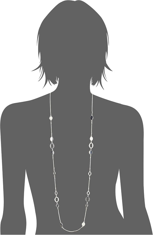 Nine West Silver Tone Long Strand Necklace, 42"...